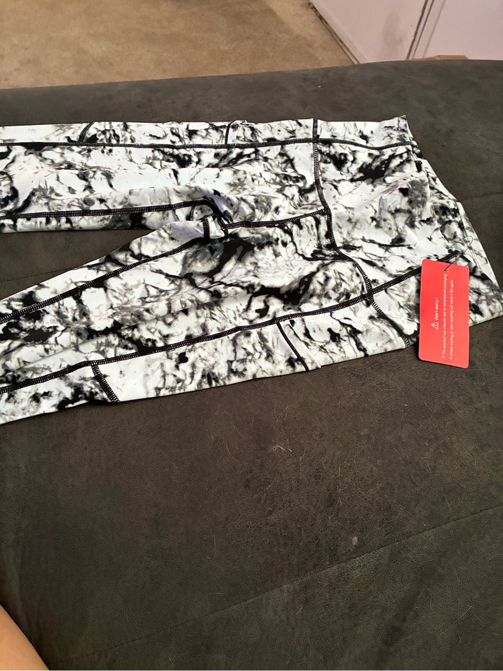 Topps Black & White Marble Print Kids Leggings